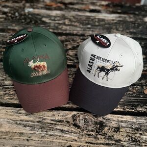 NWT Arctic Circle Alaska HeadGear Adjustable Embroidered Alaska Moose Hats  T1